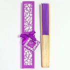Веер бамбук, текстиль h=21 см "Моноцвет" в коробке, фиолетовый - фото 7397528