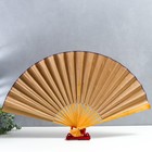 Веер большой складной «Сакура», настенный декор, жёлтый, бамбук, текстиль, h=50 см - Фото 2