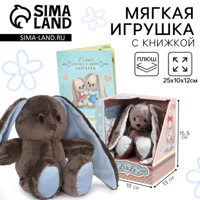 Мягкая игрушка «Зайка Lu», с книгой, 25 см