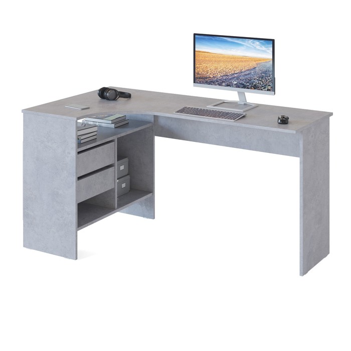Компьютерный стол «СПм-25», 1450×810×740 мм, угловой, левый, цвет бетон - фото 1905975730