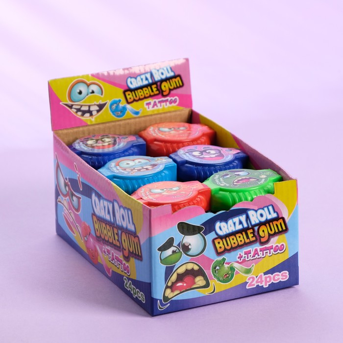 Жевательная резинка Crazy roll bubble gum tattoo, 15 г