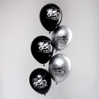Воздушный шар латексный 12" «С днём рождения», цвет серебро хром, чёрный, 5 шт. - Фото 3