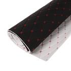 Обшивка салона авто 100×160×0,7 см, кожзам/поролон, ромб, красная строчка - Фото 1