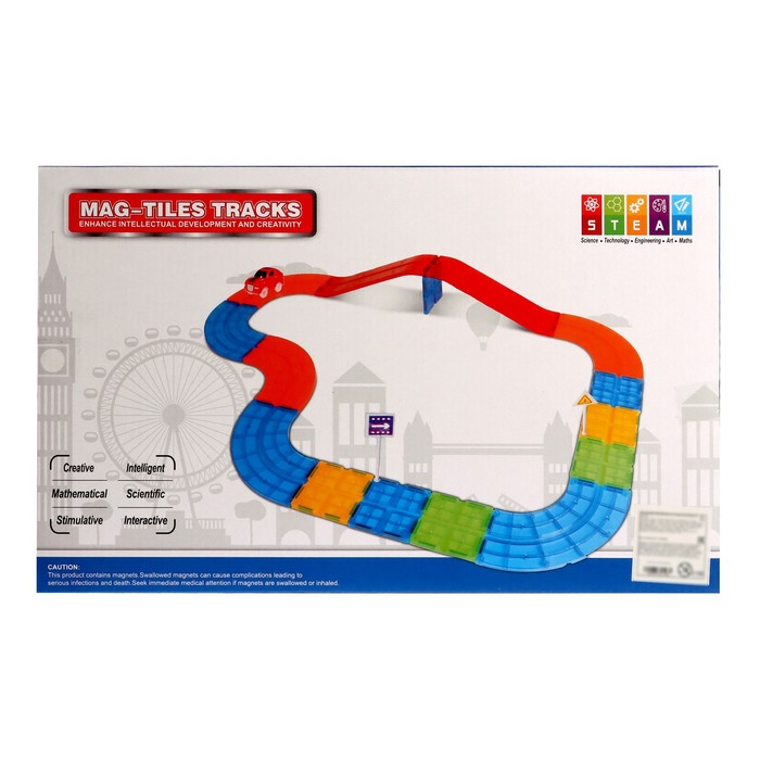 Конструктор магнитный «Магический трек», машинка ездит от батареек, 27 деталей 53671