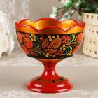 Конфетница на ножке «Земляничка», резная, дерево, хохлома - Фото 5