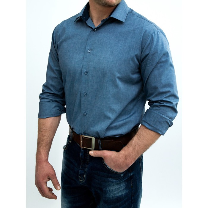 Рубашка мужская, размер 43, цвет джинс