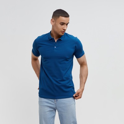 Футболка поло мужская MINAKU REGULAR FIT: синяя, р-р 42