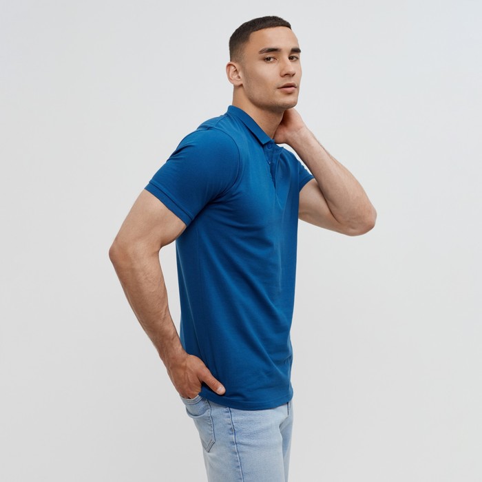 Футболка поло мужская MINAKU: Basic line, размер 54, синяя