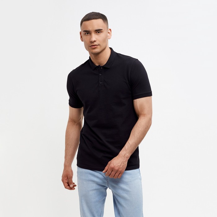Футболка поло мужская MINAKU REGULAR FIT: чёрная, р-р 44