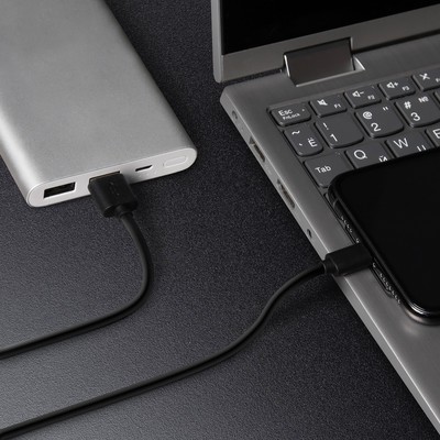 Кабель Windigo, Type-C - USB, 2 А, зарядка + передача данных, TPE оплетка, 1 м, чёрный