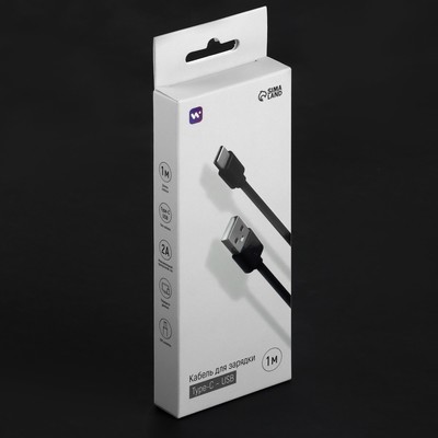 Кабель Windigo, Type-C - USB, 2 А, зарядка + передача данных, TPE оплетка, 1 м, чёрный