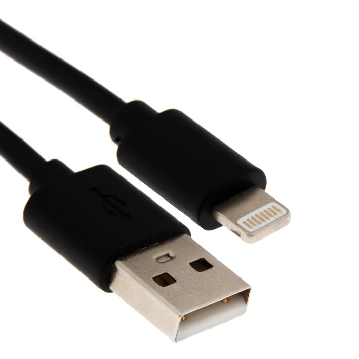 Кабель Windigo, Lightning - USB, 2 А, зарядка + передача данных, TPE оплетка, 1 м, черный - фото 51489955