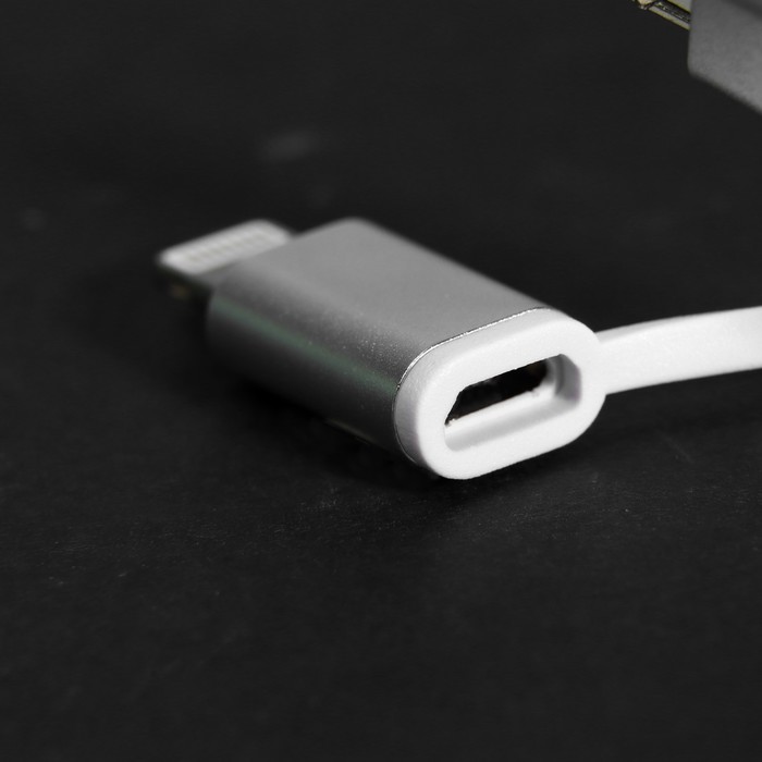 Кабель Windigo, 2 в 1, microUSB/Lightning - USB, 2 А, нейлон оплетка, 1 м, белый - фото 51455280