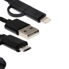 Кабель Windigo, 2 в 1, microUSB/Lightning - USB, 2 А, нейлон оплетка, 1 м, черный - фото 10215966