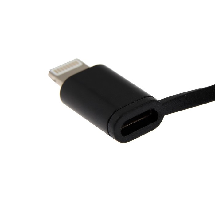 Кабель Windigo, 2 в 1, microUSB/Lightning - USB, 2 А, нейлон оплетка, 1 м, черный - фото 51455288