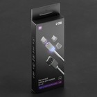 Кабель Windigo, 3 в 1, microUSB/Lightning/Type-C - USB, магнитный, 2 А, нейлон, 1 м, серебр. - Фото 5
