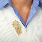 Брошь «Перо павлинье» пушистое, цвет радужный в золоте - Фото 3