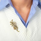 Брошь «Ветвь» с цветком, цвет коричневый в чернёном золоте - Фото 2