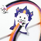 Цветная прядь для волос на заколке «Котик-приведение», длина 40 см - фото 9680084