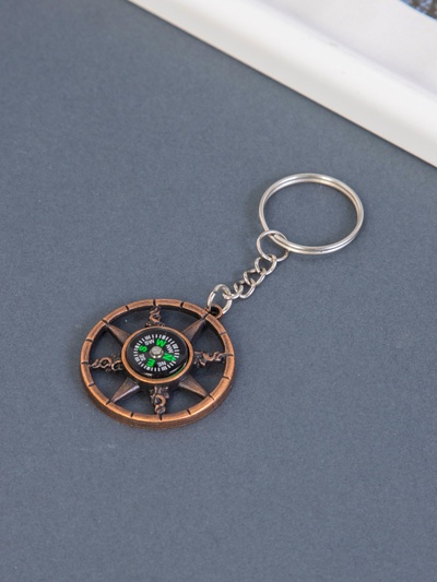 Металлический брелок для ключей на кольце «Штурвал с компасом», 3.5×3.5 см
