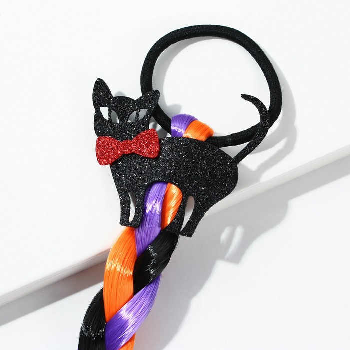 Цветная прядь-косичка на резинке «Для котика и девять жизней не жалко», 40 см 27421