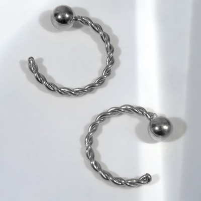 Пирсинг «Кольцо» кручёное, d=0,8 см, пара, цвет серебро