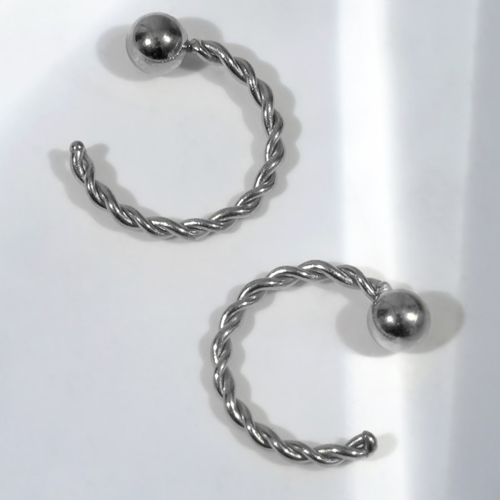 Пирсинг «Кольцо» кручёное, d=0,8 см, пара, цвет серебро - Фото 1