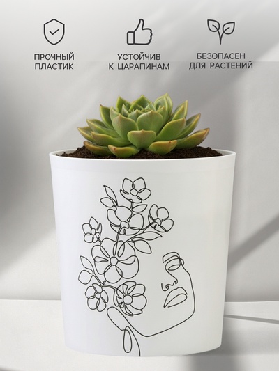 Кашпо для цветов «Силуэт», 1.6 л, d=14 см, h=14 см, пластиковое