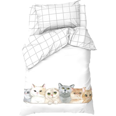 Постельное бельё 1.5-спальное «Этель» Happy cats, бязь