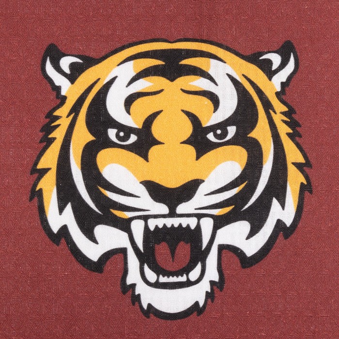 Полотенце Этель "Тигр" бордовый 70х146 см, 100% хлопок  160гр/м2 - фото 1897158410