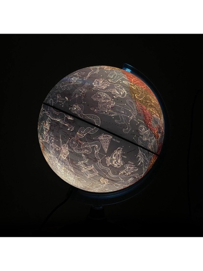 Глобус политический «День и ночь», диаметр 250 мм, интерактивный, политический + звездное небо, подсветка от батареек, с очками