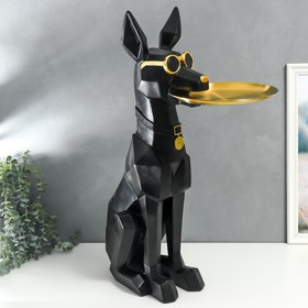 Сувенир полистоун подставка 3D 'Чёрный пёс в очках' d=26 см 77х26х20 см