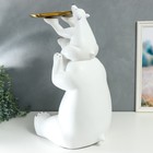 Сувенир полистоун подставка "Белый медвежонок на шее у папы" d=26 см 70х37х33 см - фото 6581706