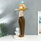 Сувенир полистоун подставка "Девочка с голубым бантом и кошечкой" d=26 см 76х27х35 см - фото 21556179