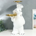 Сувенир полистоун подставка "Белый мишка с медвежонком на плечах" 76х32х32 см - фото 318844666
