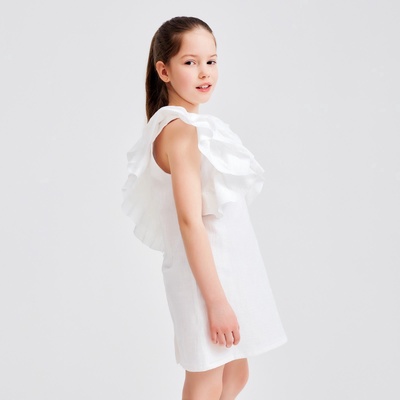 Платье для девочки MINAKU: Cotton Collection с крылышками, белое, рост 134 см