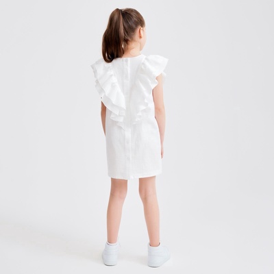 Платье для девочки MINAKU: Cotton Collection с крылышками, белое, рост 134 см