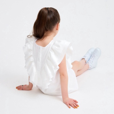Платье для девочки MINAKU: Cotton Collection с крылышками, белое, рост 134 см