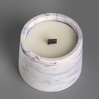 Свечи в бетоне на подставке "Лофт", соевый воск, деревянный фитиль, бело-фиолетовая - фото 7680560