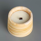 Свечи в бетоне на подставке "Лофт", соевый воск, деревянный фитиль, бело-горчичная - фото 7688581