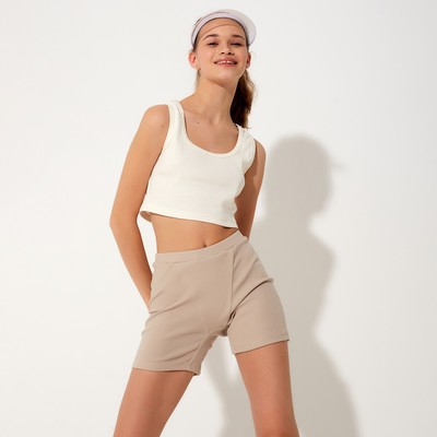 Топ в рубчик женский MINAKU: Basic line, экрю, размер 48