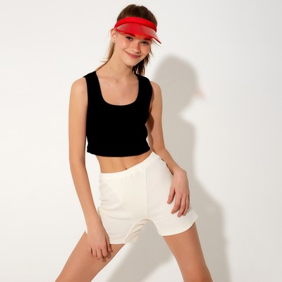 Топ в рубчик женский MINAKU: Basic line, чёрный, размер 48