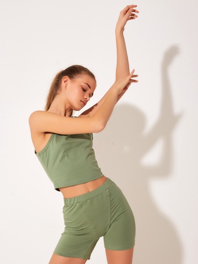 Шорты женские MINAKU: Basic line, оливковые, размер 42