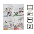 Комплект тетрадей из 4 штук, 96 листов в клетку Calligrata "Африка", обложка мелованный картон, блок №2, белизна 75% (серые листы) - фото 320432390