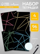 Комплект тетрадей, 96 листов в клетку, Calligrata «Неон», 4 штук - Фото 1