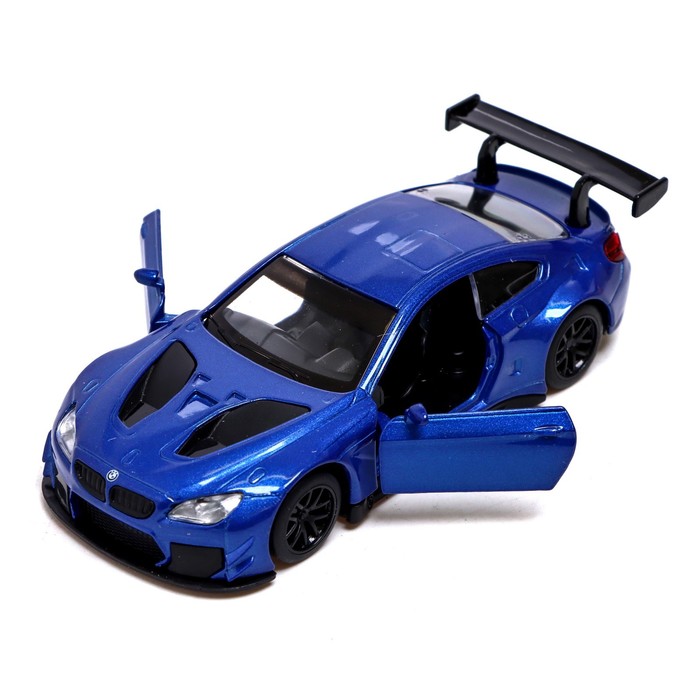 Машина металлическая BMW M6 GT3, 1:44, инерция, открываются двери, цвет синий - фото 1905976976