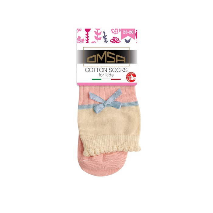 Носки детские OMSA kids Calzino 22C01 с бантиком Rosa Сhiaro, размер 31-34