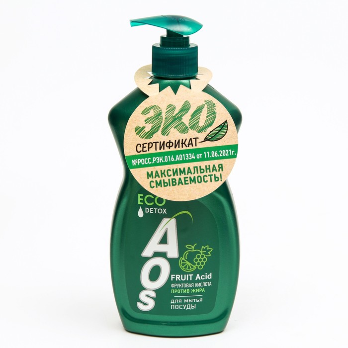 Средство для мытья посуды AOS, гель с фруктовыми кислотами, 450 г - Фото 1