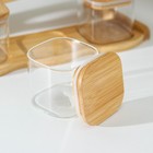 Набор банок стеклянных для сыпучих продуктов «Эко», 300 мл, 33×21×19 см, на подставке, 5 шт - Фото 3