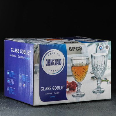 Набор бокалов «Саймон», 320 мл, 6 шт., стекло, золотистая